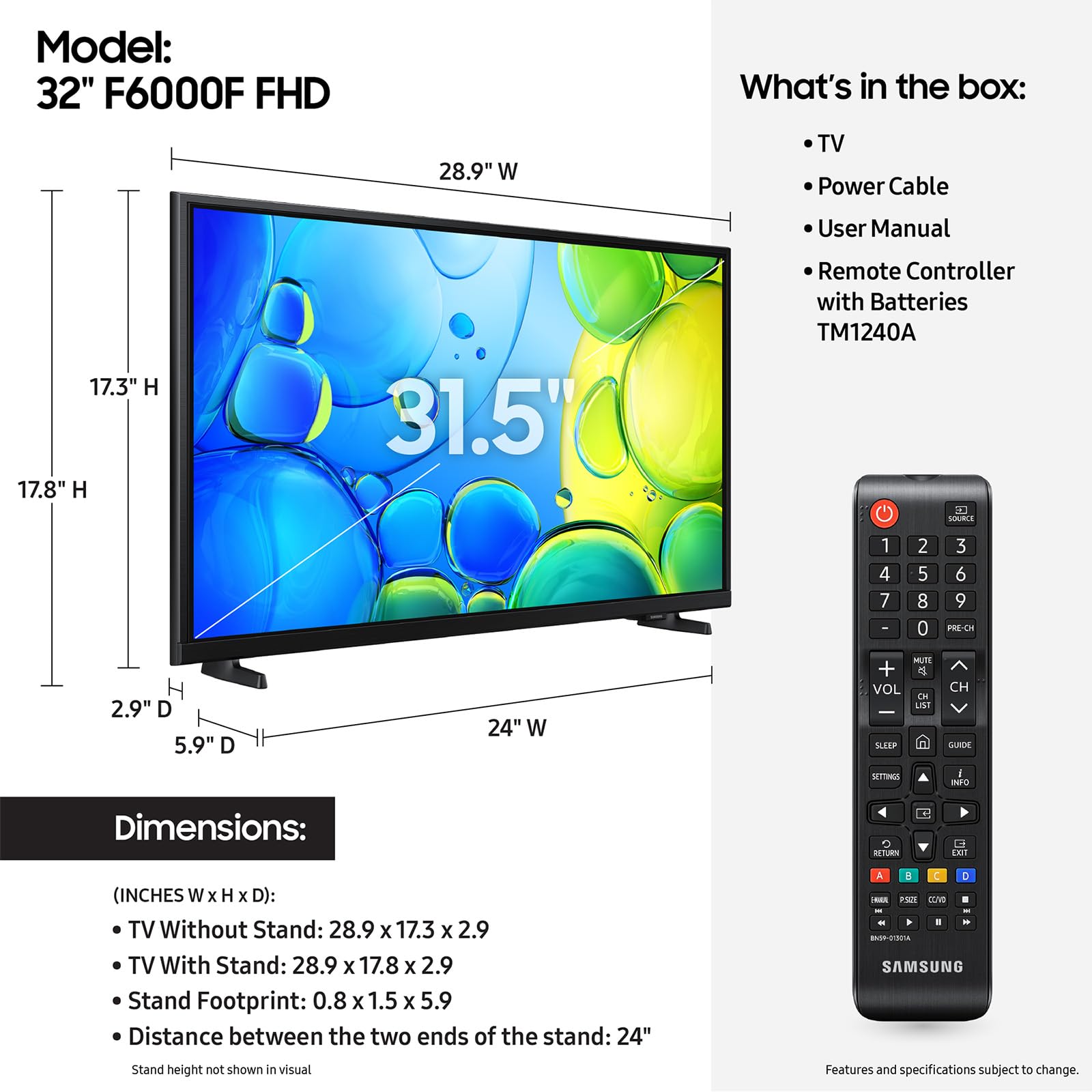Samsung 32インチHDTV（リモコン付き Amazon.com: SAMSUNG 32-Inch Class Full HD F6000 Smart TV (2025